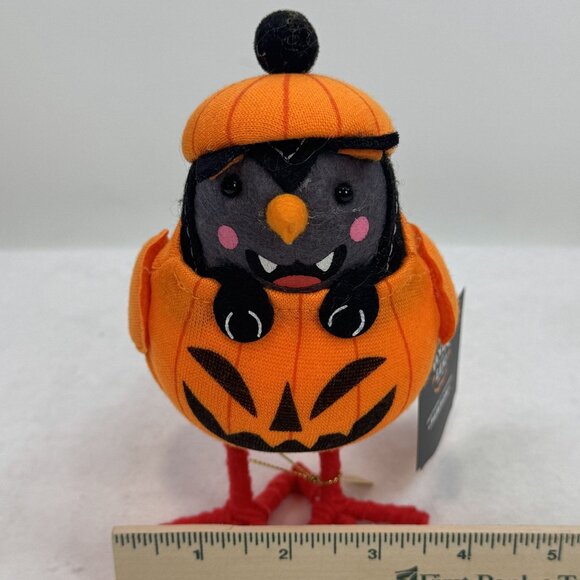 Hyde & Eek! Pawson Featherly Friends Halloween Bird Figure Pumpkin Orange  NEW - Picture 11 of 12